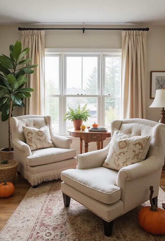 27 Living Rooms With Accent Chairs That Make a Statement - 21. Seasonal Switch-Up