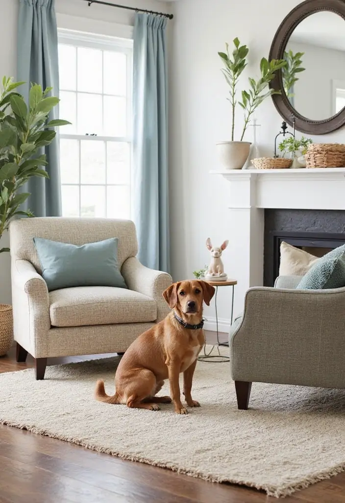 27 Living Rooms With Accent Chairs That Make a Statement - 22. Pet-Friendly Choices