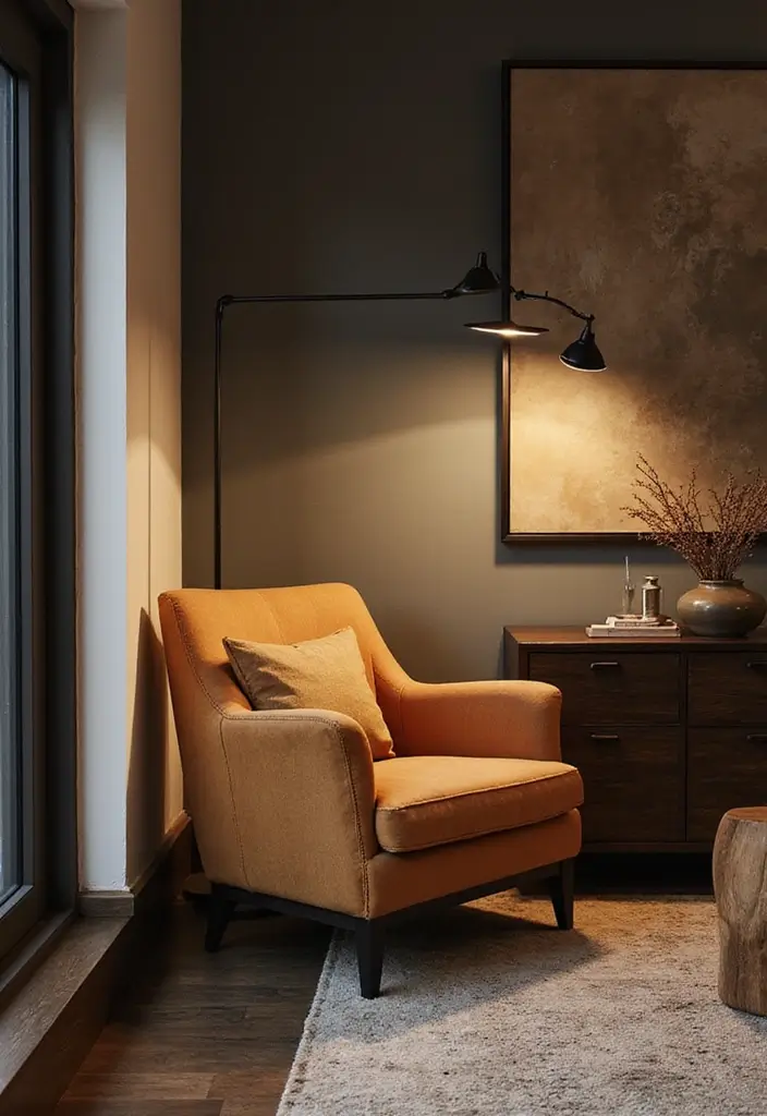 27 Living Rooms With Accent Chairs That Make a Statement - 24. Statement Lighting