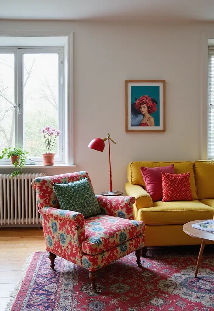 27 Living Rooms With Accent Chairs That Make a Statement - 8. Statement Prints