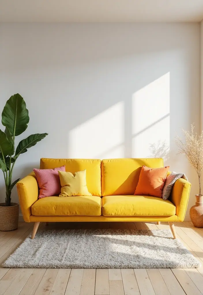 27 Living Rooms With Yellow Accents That Feel Bright and Cheerful - 1. Sunny Yellow Couches