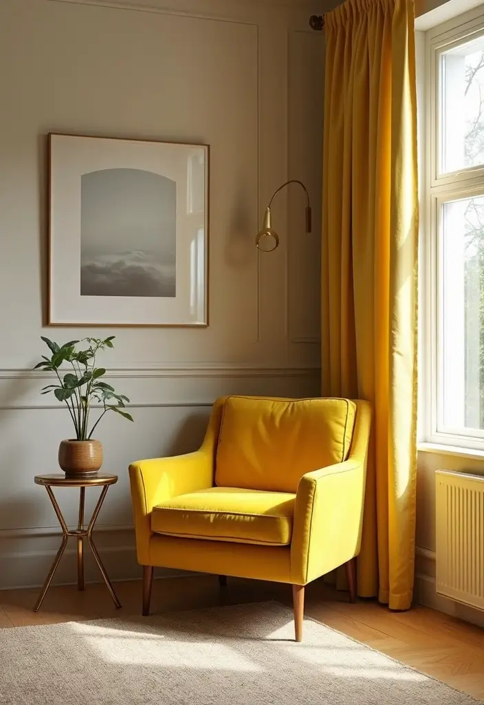 27 Living Rooms With Yellow Accents That Feel Bright and Cheerful - 17. Yellow Feature Furniture