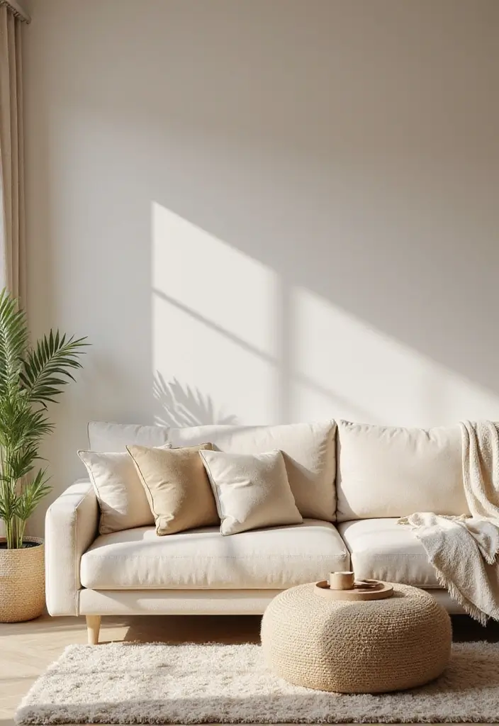 27 Organic Neutral Living Room Ideas That Feel Calm and Minimal - 1. Soft Beige Textiles