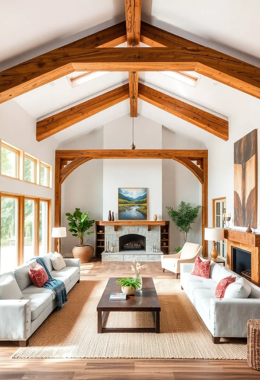 27 Organic Neutral Living Room Ideas That Feel Calm and Minimal - 14. Incorporate Wooden Beams