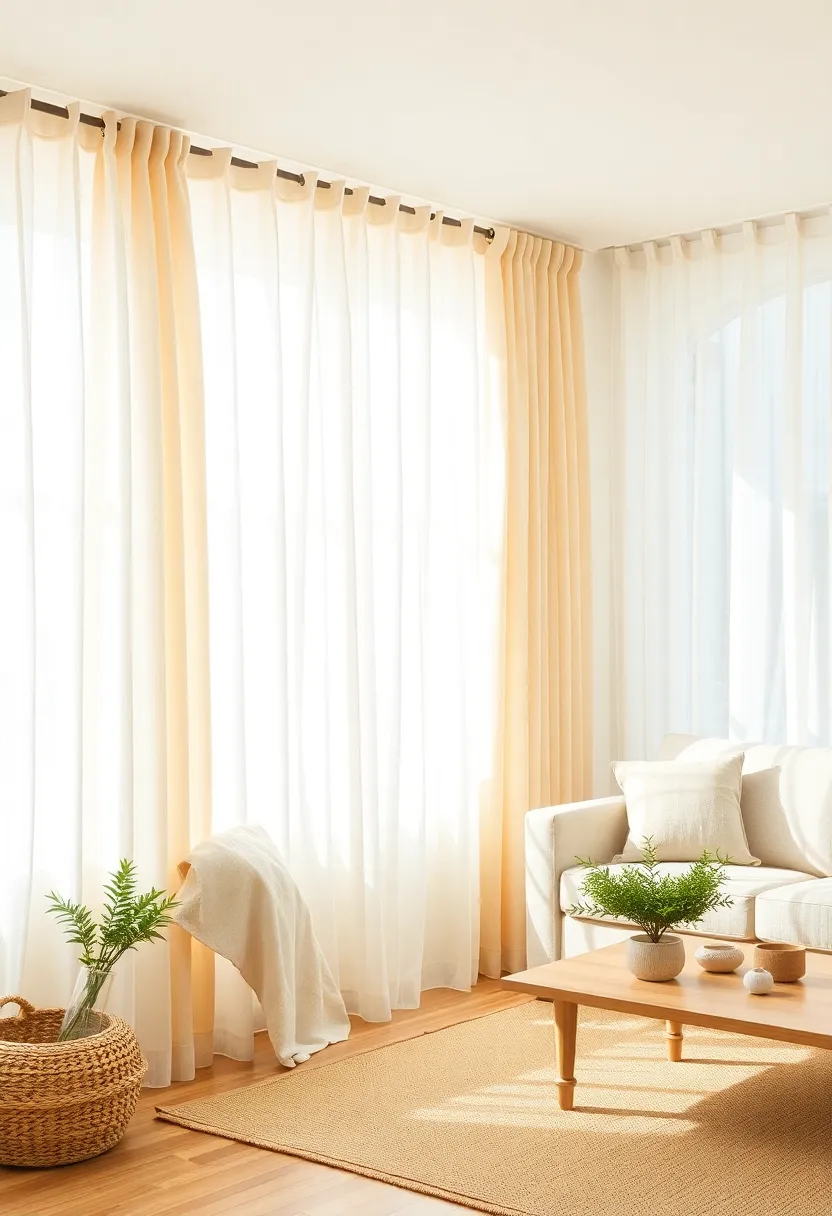 27 Organic Neutral Living Room Ideas That Feel Calm and Minimal - 23. Natural Curtain Fabrics