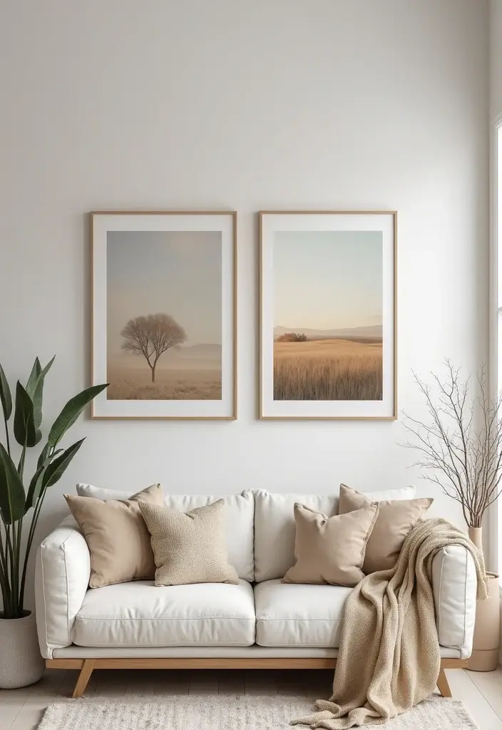 27 Organic Neutral Living Room Ideas That Feel Calm and Minimal - 6. Minimal Wall Art