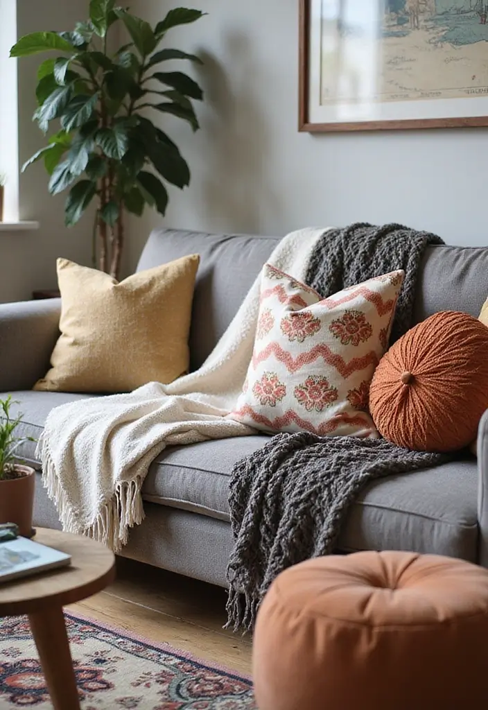 27 Southwest Living Room Decor Ideas That Feel Warm and Rustic - 11. Layered Patterns