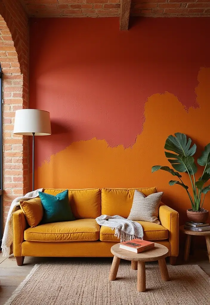 27 Southwest Living Room Decor Ideas That Feel Warm and Rustic - 13. Colorful Accent Walls