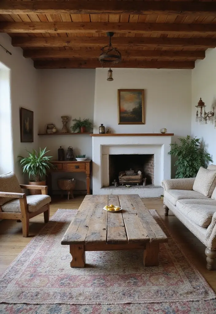 27 Southwest Living Room Decor Ideas That Feel Warm and Rustic - 2. Rustic Wooden Accents