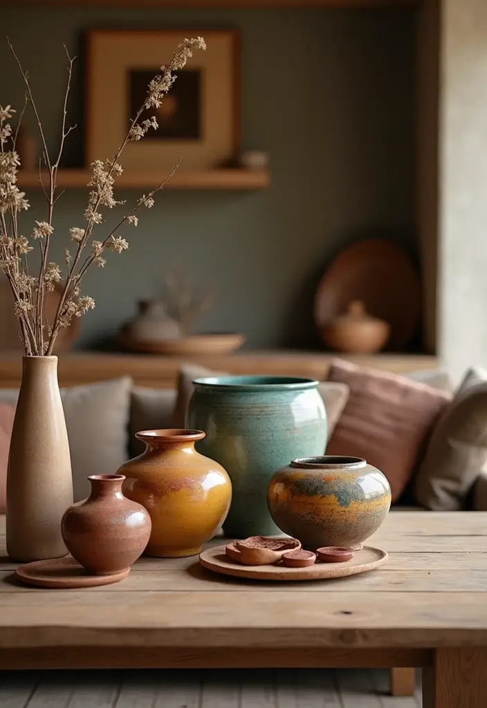 27 Southwest Living Room Decor Ideas That Feel Warm and Rustic - 25. Traditional Pottery