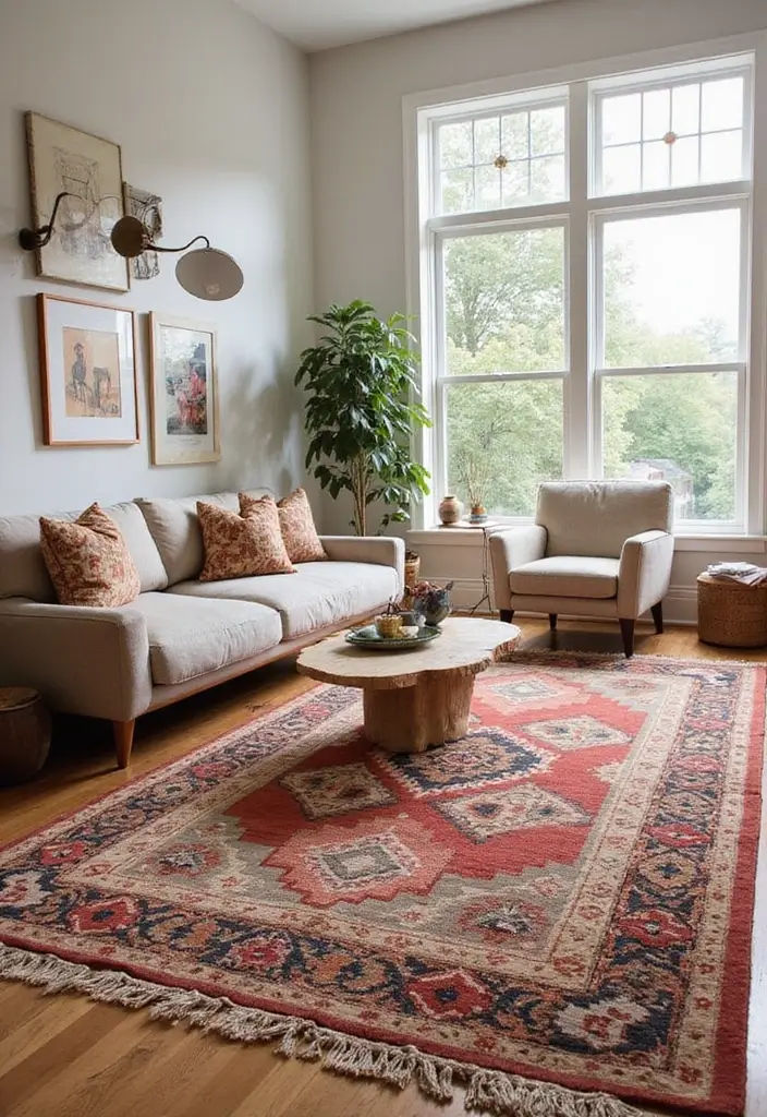 27 Southwest Living Room Decor Ideas That Feel Warm and Rustic - 4. Statement Rugs