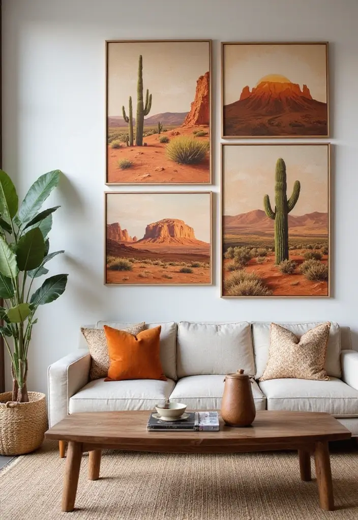 27 Southwest Living Room Decor Ideas That Feel Warm and Rustic - 5. Southwestern-Inspired Artwork
