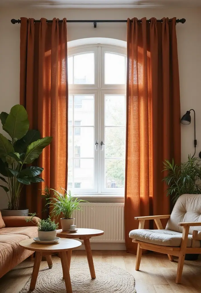 27 Velvet Curtains Living Room Ideas That Feel Luxurious and Cozy - 14. Outdoor-Inspired Velvet