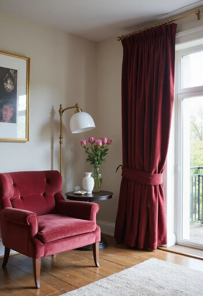 27 Velvet Curtains Living Room Ideas That Feel Luxurious and Cozy - 17. Custom-Made Velvet Curtains