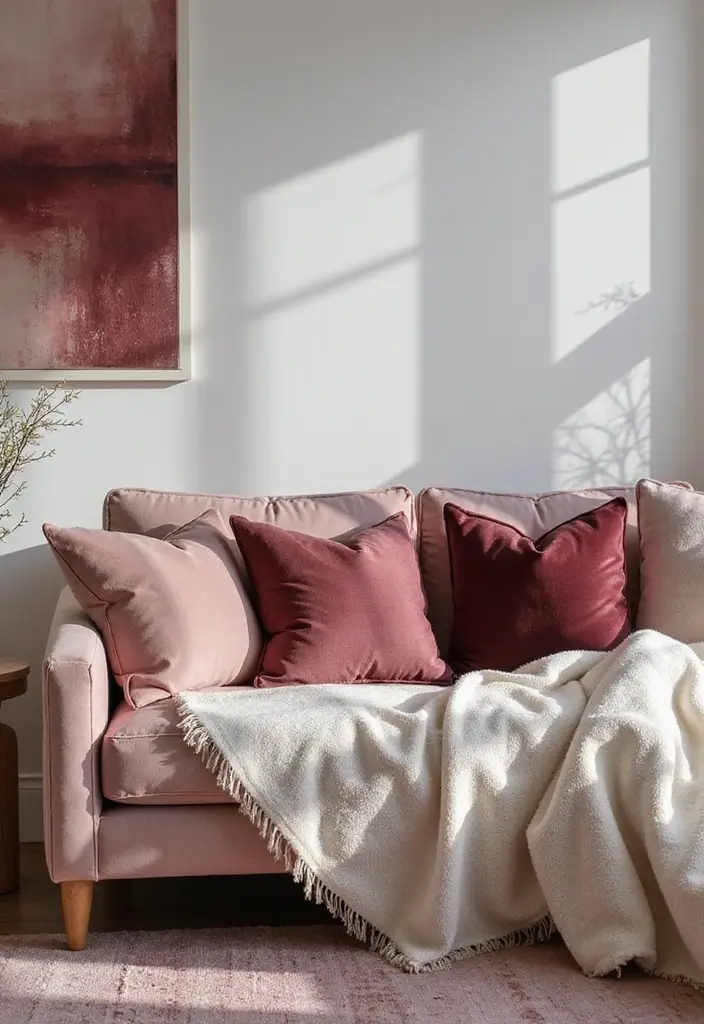 28 Burgundy and Green Living Room Ideas That Feel Rich and Elegant - 25. Soft Color Gradients