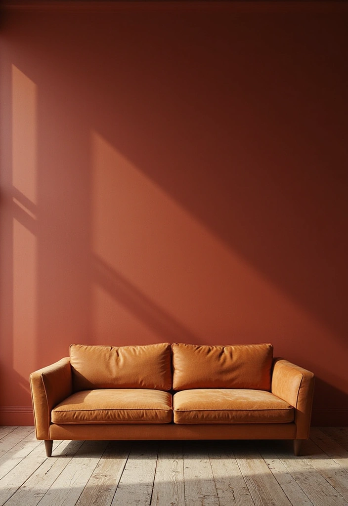 28 Cognac Couch Living Room Ideas That Feel Warm and Modern - 13. Bold Wall Colors