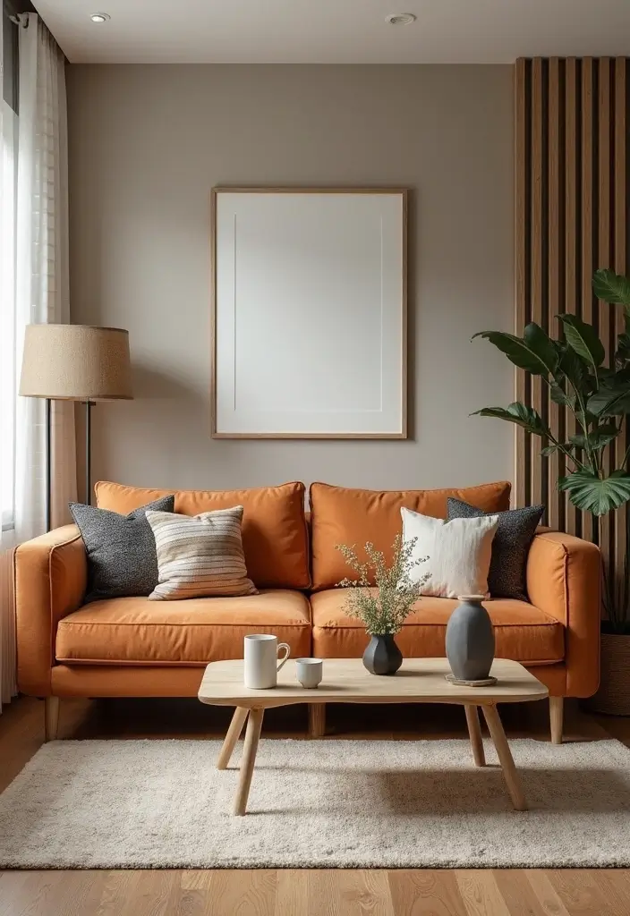 28 Cognac Couch Living Room Ideas That Feel Warm and Modern - 25. Traditional Meets Modern