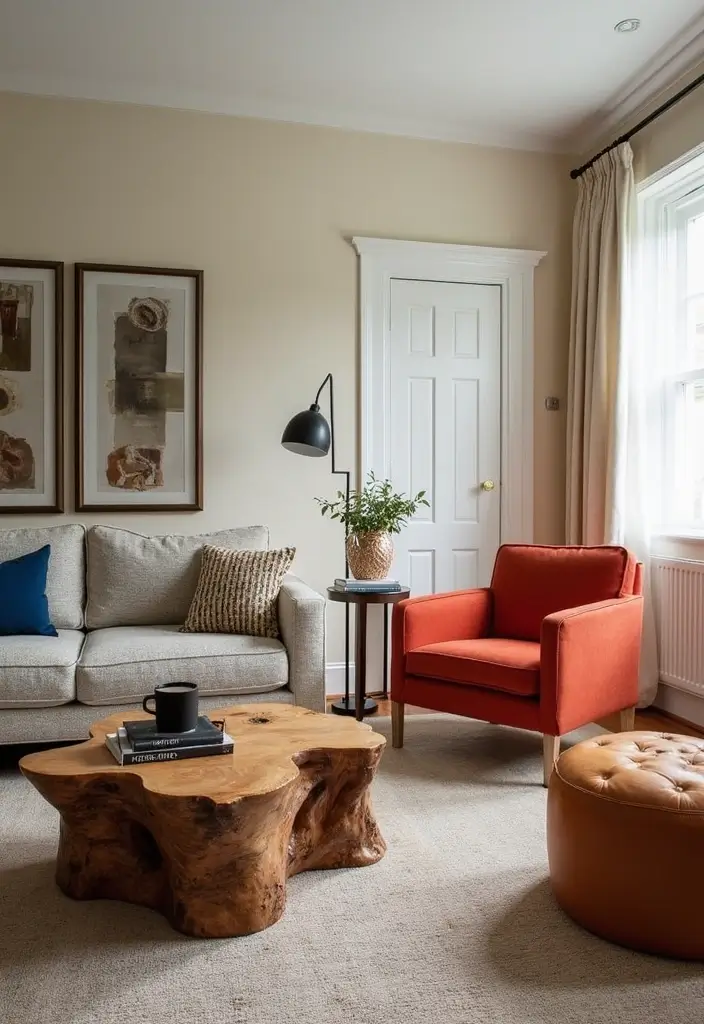 28 Country Modern Living Room Ideas That Blend Rustic and Sleek - 17. Statement Furniture Pieces