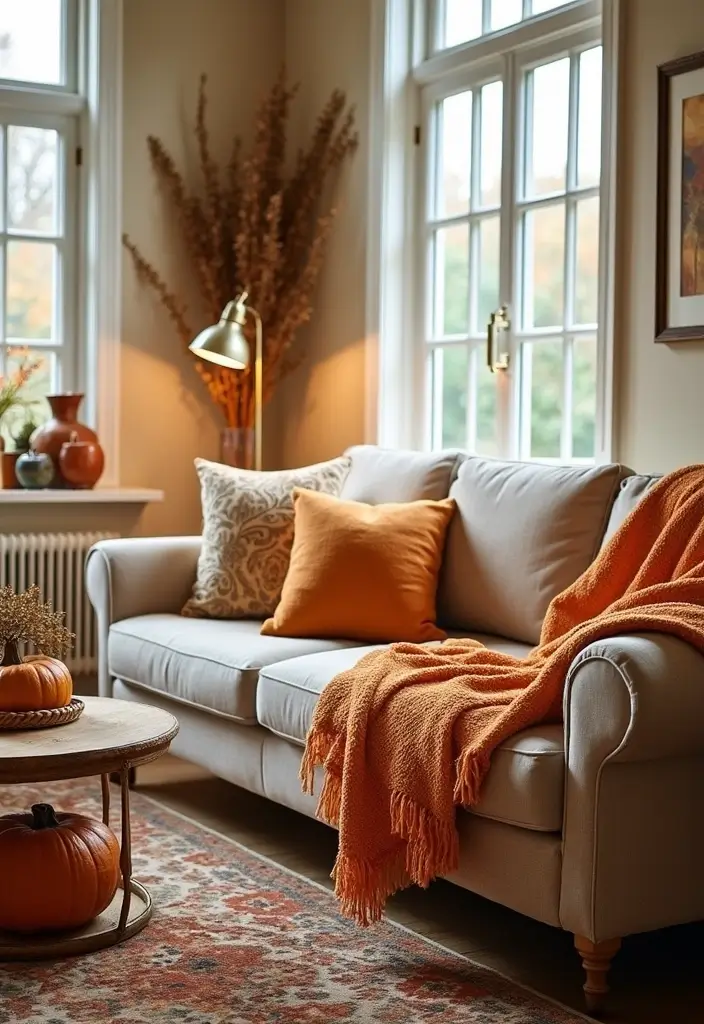 28 Country Modern Living Room Ideas That Blend Rustic and Sleek - 20. Seasonal Decor Swaps