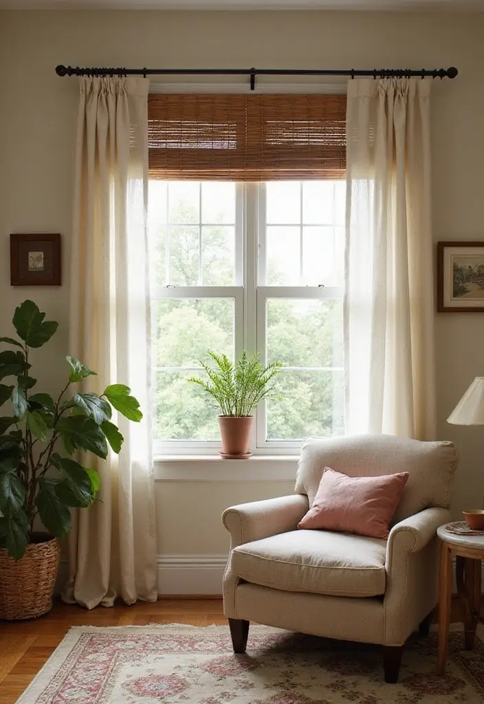 28 Country Modern Living Room Ideas That Blend Rustic and Sleek - 28. Charming Window Treatments