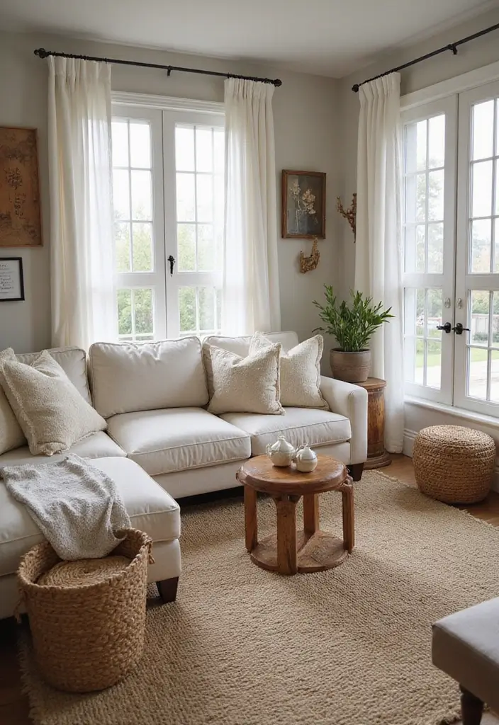 28 Country Modern Living Room Ideas That Blend Rustic and Sleek - 5. Layered Textures