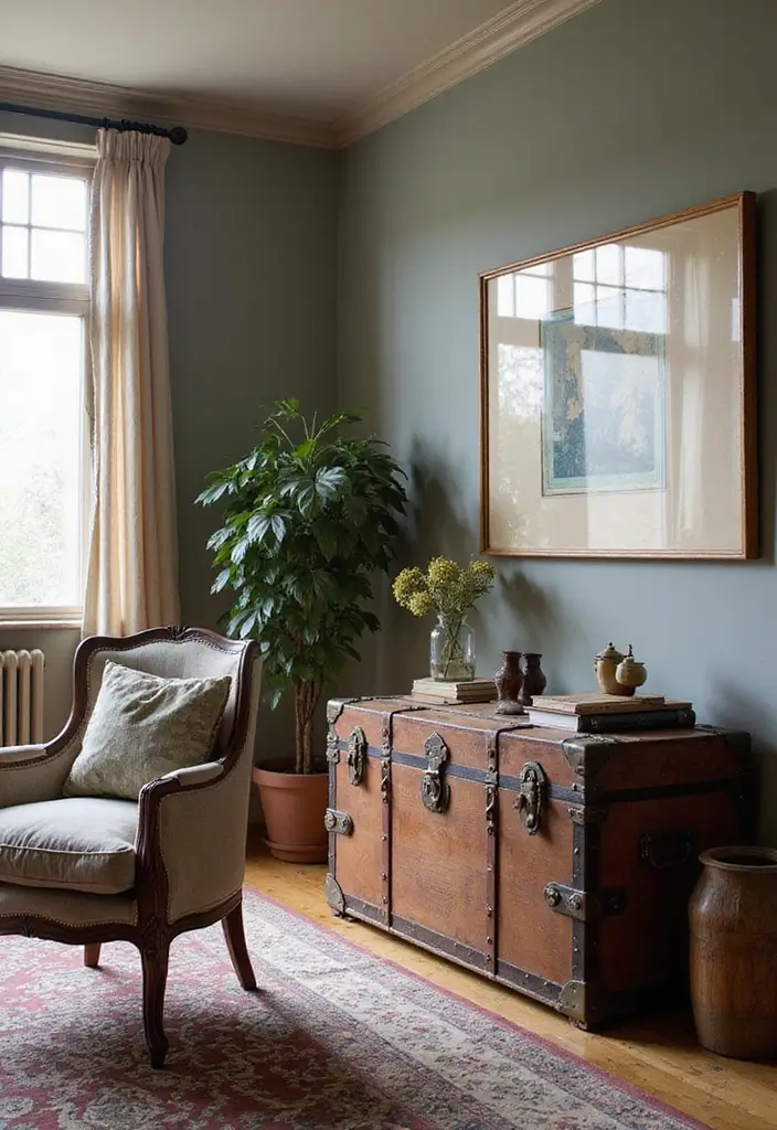 28 Country Modern Living Room Ideas That Blend Rustic and Sleek - 7. Vintage Finds