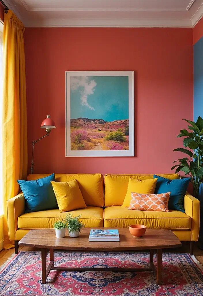 28 Funky Living Room Ideas That Add Character and Fun - 12. Bold Color Combinations