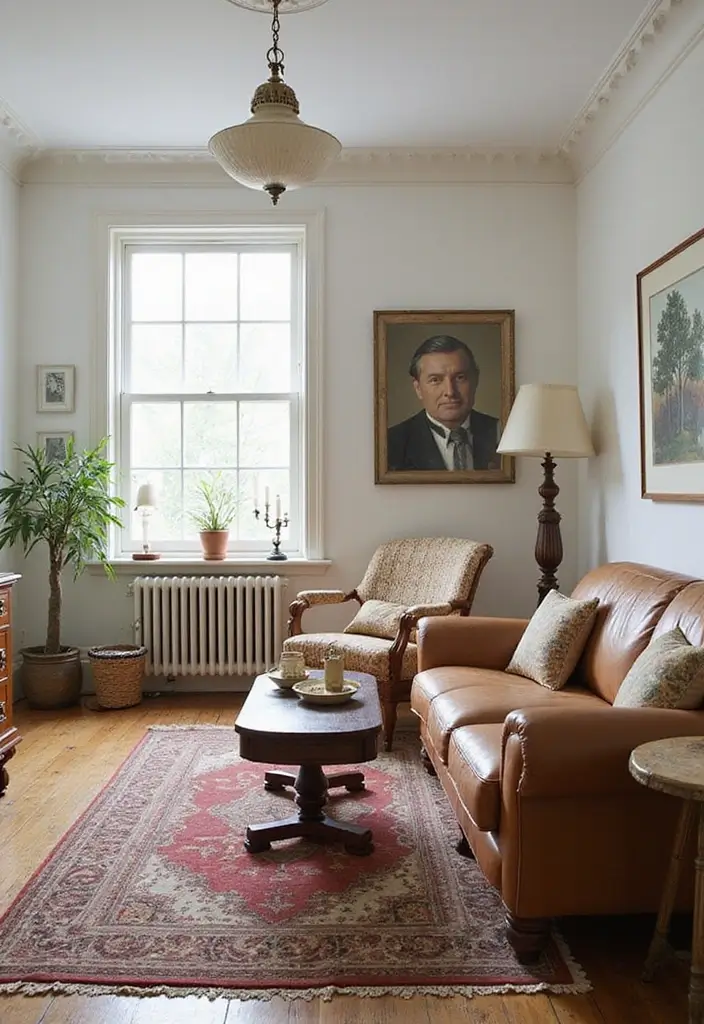 28 Funky Living Room Ideas That Add Character and Fun - 13. Vintage Finds as Focal Points