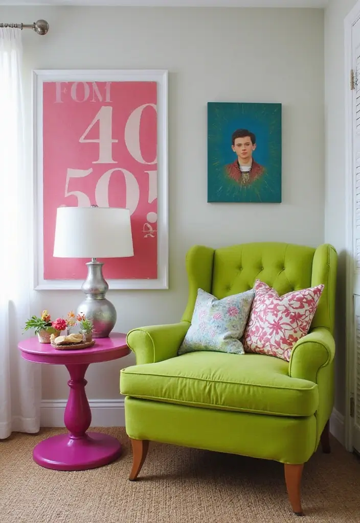 28 Funky Living Room Ideas That Add Character and Fun - 19. Colorful Accent Furniture