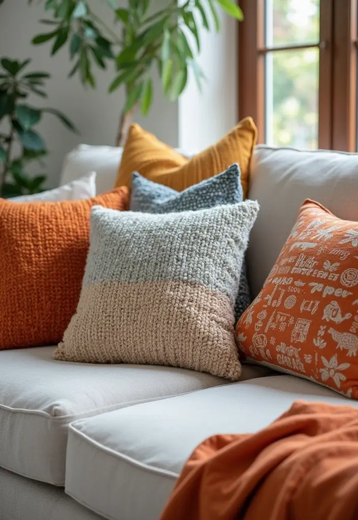 28 Funky Living Room Ideas That Add Character and Fun - 20. Quirky Throw Pillows