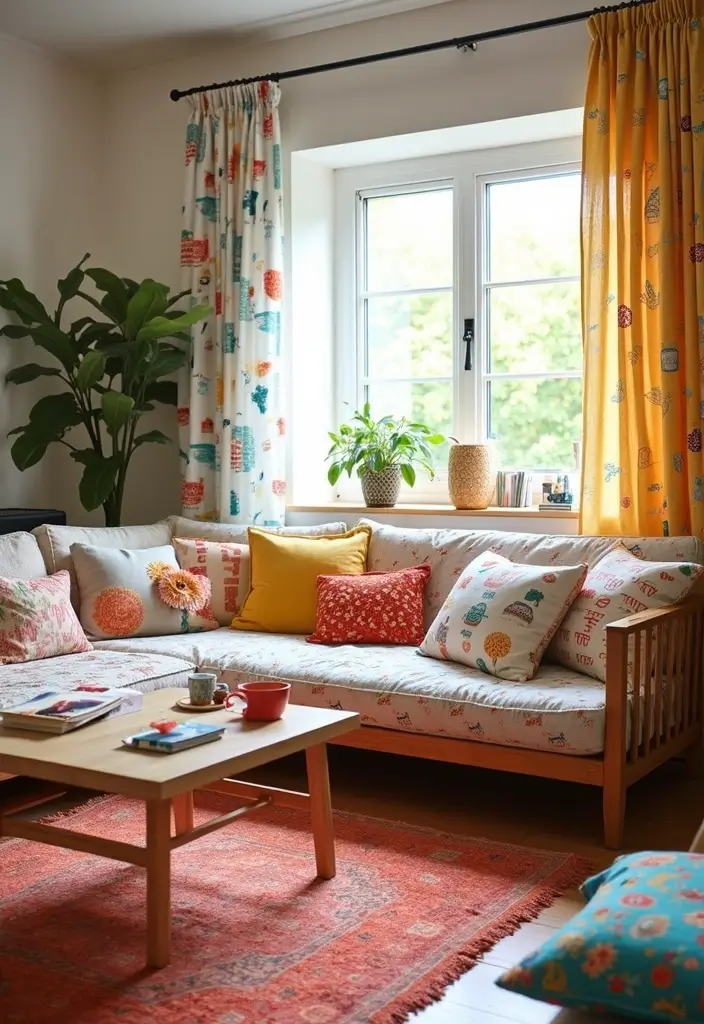 28 Funky Living Room Ideas That Add Character and Fun - 3. Playful Patterns in Textiles