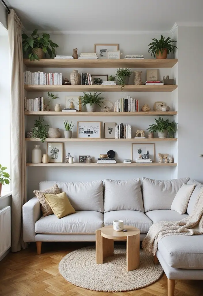 28 Girl Living Room Ideas That Feel Feminine and Stylish - 13. Stylish Shelving