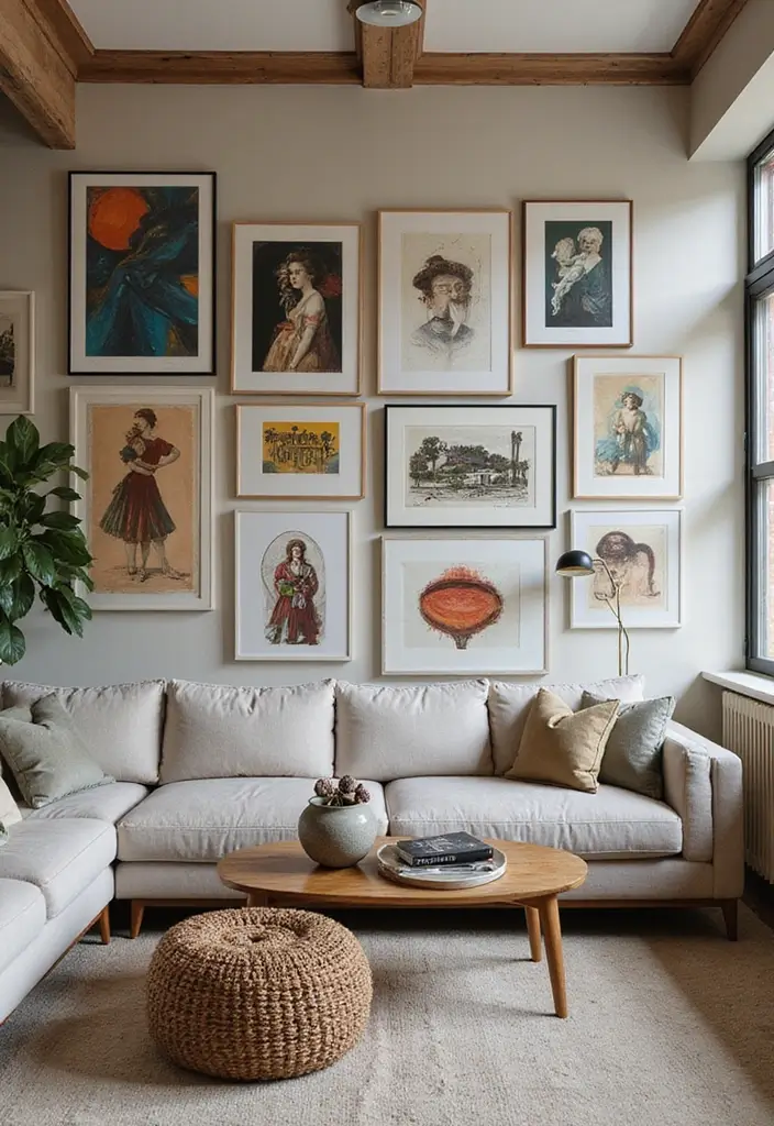 28 Girl Living Room Ideas That Feel Feminine and Stylish - 14. Artistic Expressions