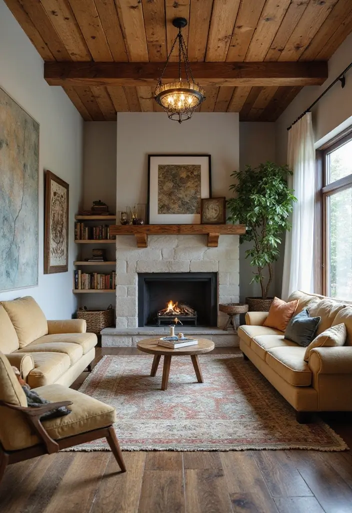 28 Girl Living Room Ideas That Feel Feminine and Stylish - 15. Reclaimed Wood Accents