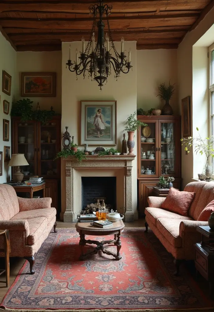 28 Girl Living Room Ideas That Feel Feminine and Stylish - 5. Vintage Charm