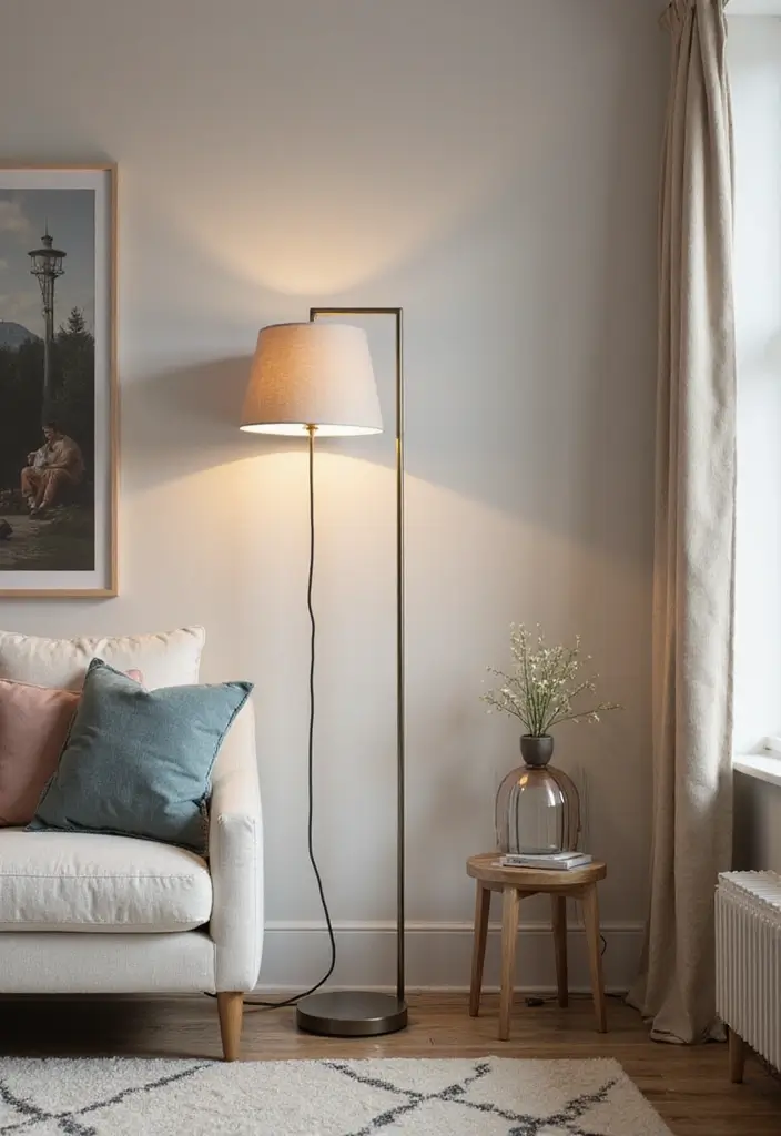 28 Living Room Floor Lamp Ideas That Add Light and Personality - 10. Minimalist Designs
