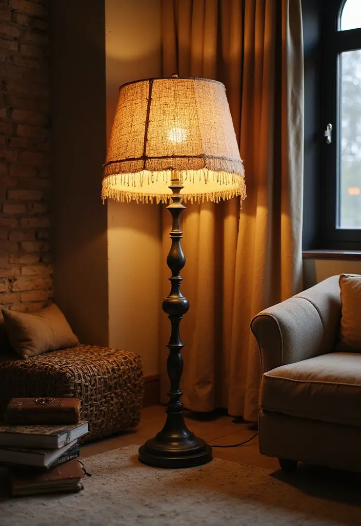 28 Living Room Floor Lamp Ideas That Add Light and Personality - 15. Textured Lamps
