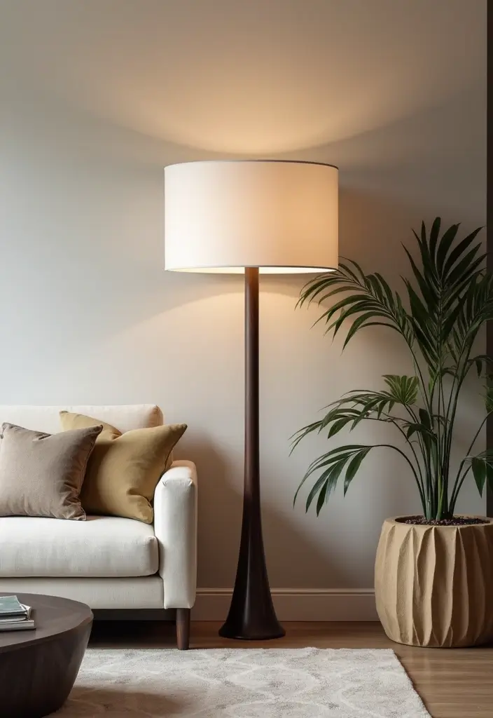 28 Living Room Floor Lamp Ideas That Add Light and Personality - 17. Statement Lighting