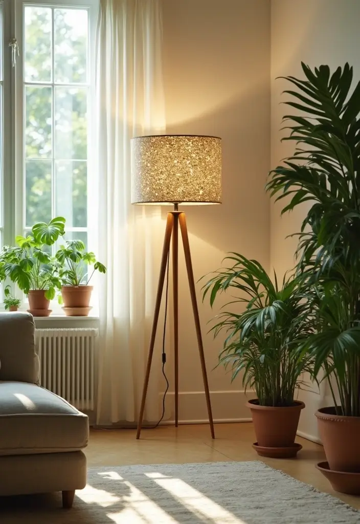 28 Living Room Floor Lamp Ideas That Add Light and Personality - 19. Nature-Inspired Designs