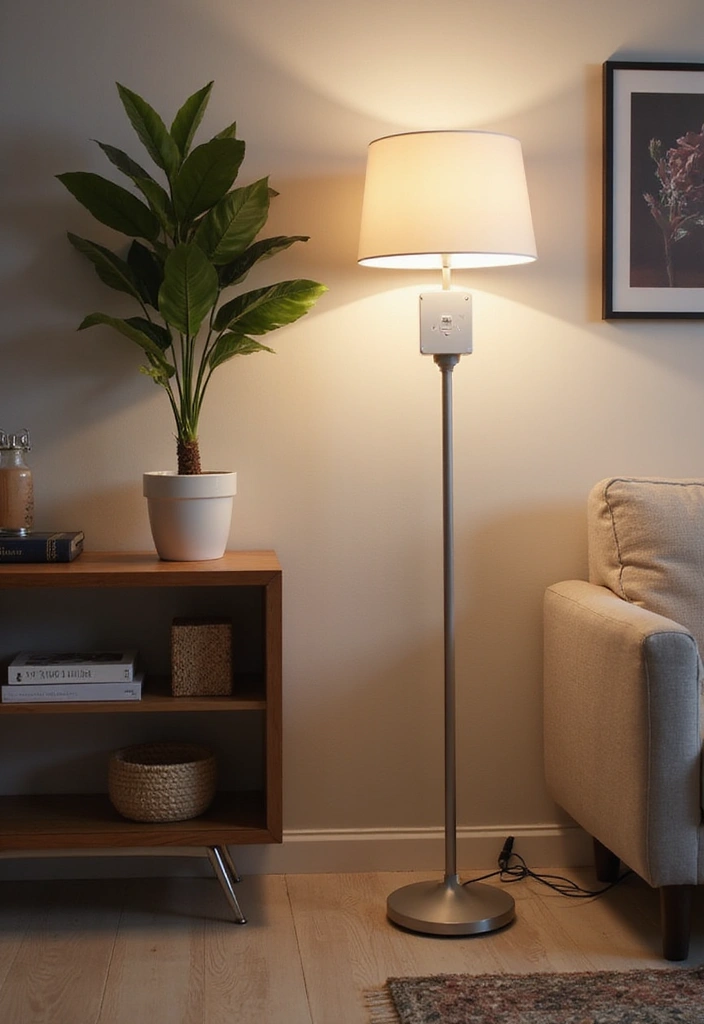 28 Living Room Floor Lamp Ideas That Add Light and Personality - 25. Integrated USB Charging