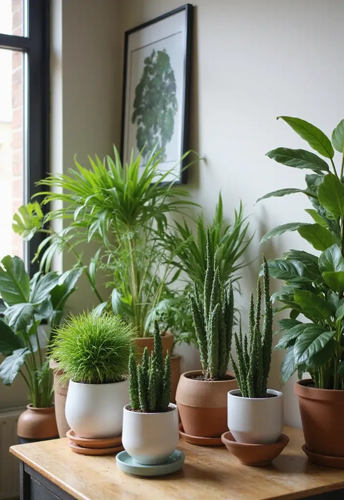 28 Living Room Office Ideas That Combine Work and Comfort - 13. Greenery and Plants