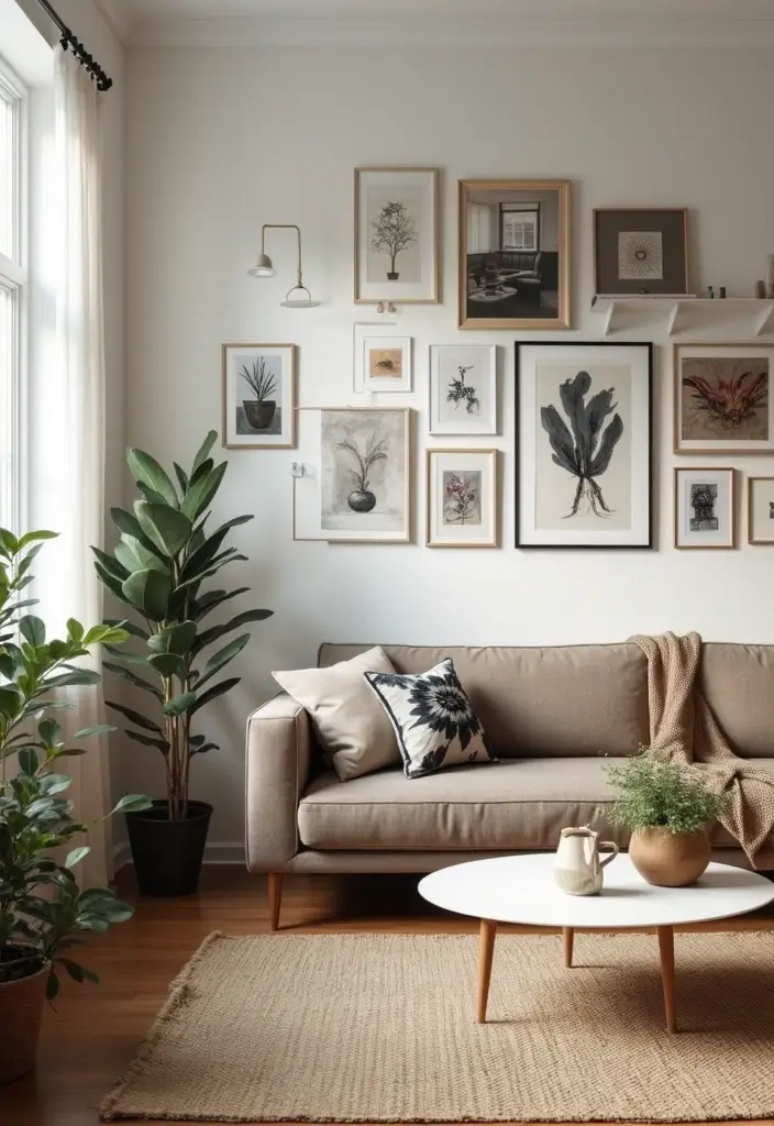 28 Living Room Office Ideas That Combine Work and Comfort - 14. Art and Personal Touches