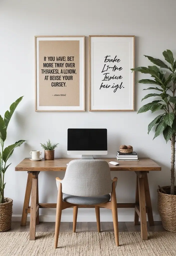 28 Living Room Office Ideas That Combine Work and Comfort - 19. Inspirational Quotes