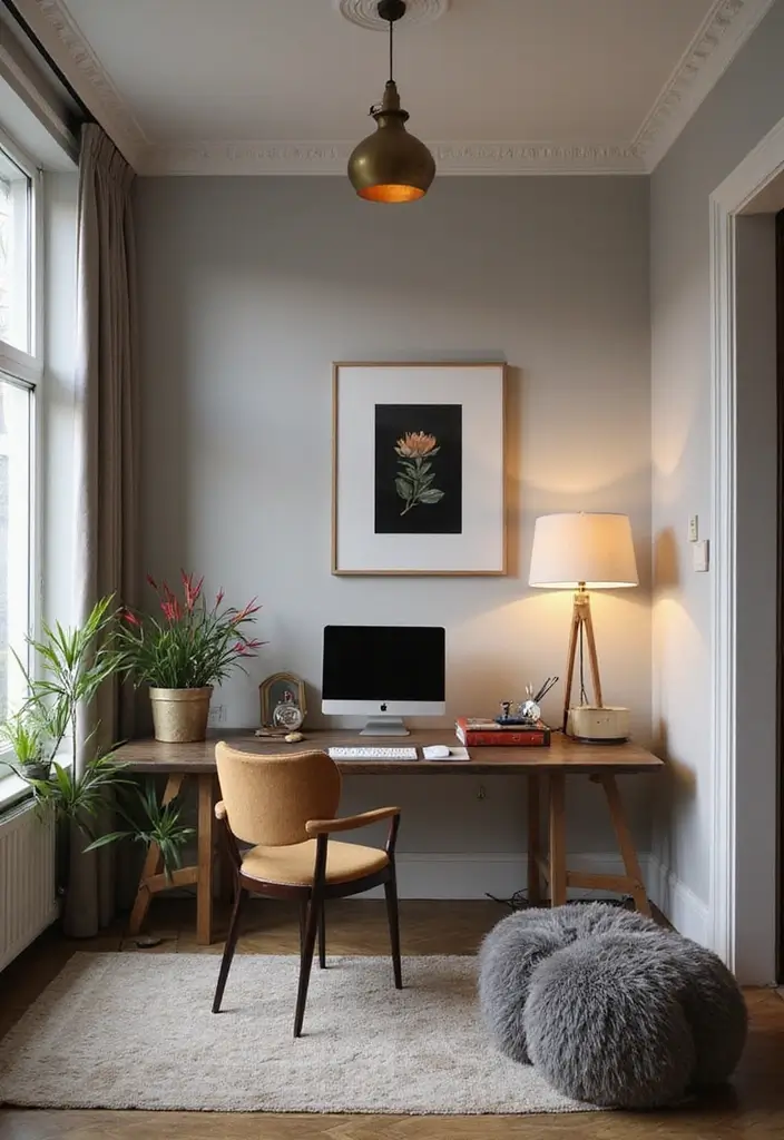 28 Living Room Office Ideas That Combine Work and Comfort - 20. Statement Lighting Fixtures