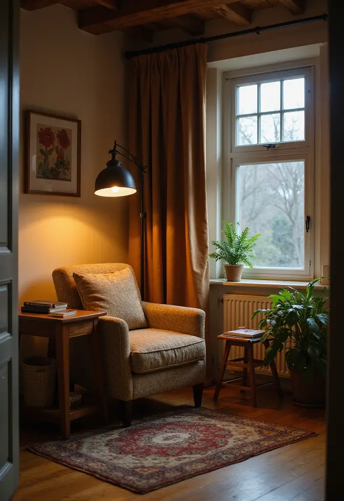 28 Living Room Office Ideas That Combine Work and Comfort - 7. Cozy Reading Nook with Workspace