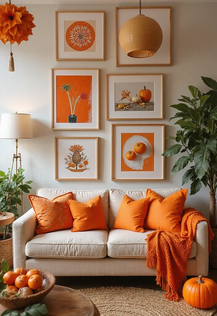28 Living Room Orange Accents That Add Warmth and Energy - 23. Whimsical Orange Decor Items