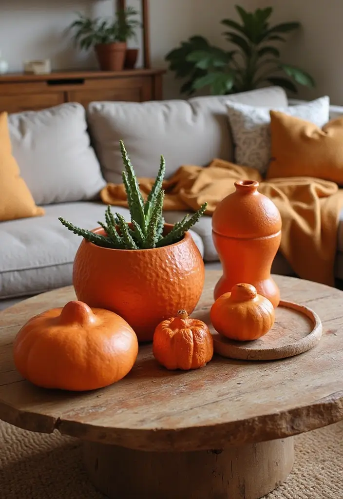 28 Living Room Orange Accents That Add Warmth and Energy - 9. Orange Decorative Accessories