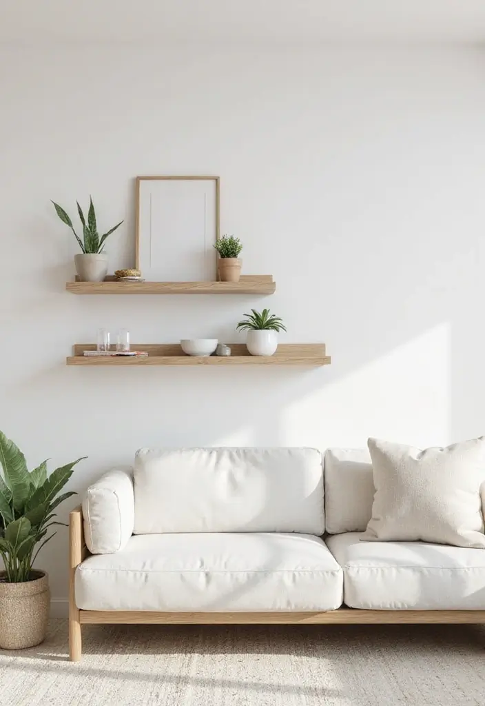 28 Living Room With Shelves Ideas That Add Storage and Charm - 1. Minimalist Floating Shelves