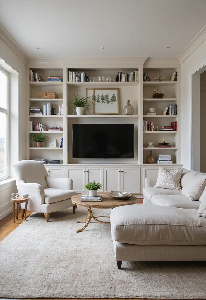 28 Living Room With Shelves Ideas That Add Storage and Charm - 10. Built-In Shelves