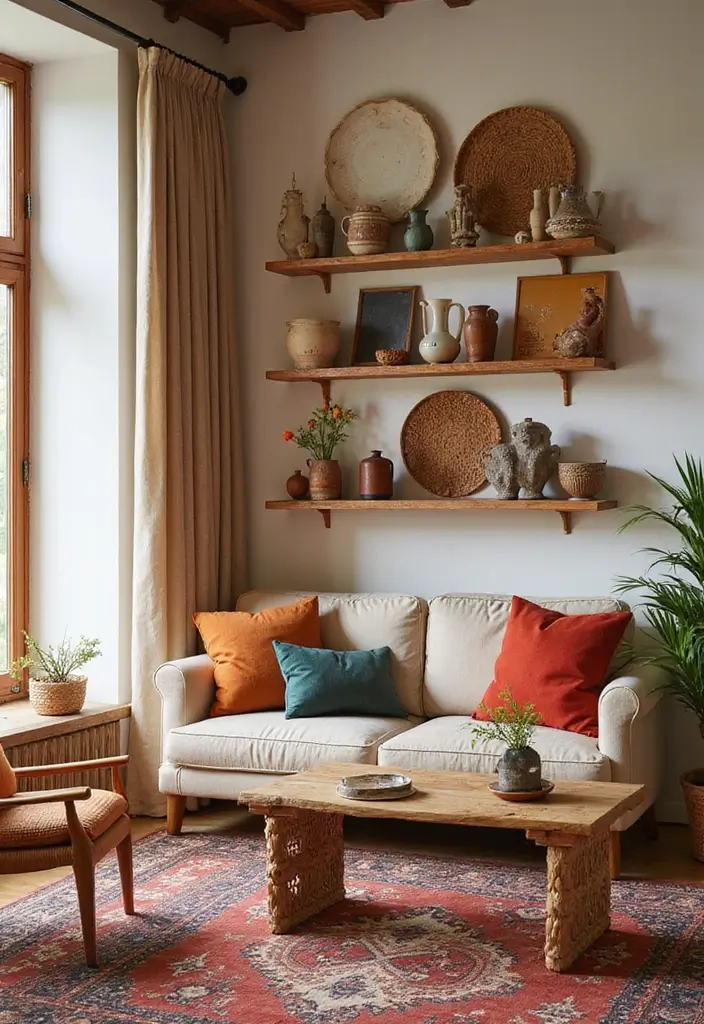 28 Living Room With Shelves Ideas That Add Storage and Charm - 20. Textured Shelf Designs